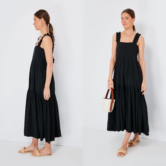 Mirth NEW Tuckernuck Exclusive Black Rio Cotton Handmade Maxi Dress Size S - Picture 2 of 12